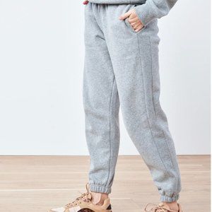 Quince heavy, weight, fleece boyfriend, sweatpants, size small, in heather gray